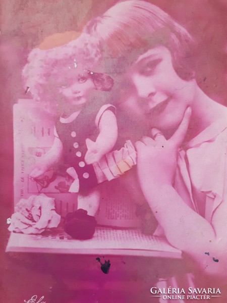 Old ela photo postcard baby girl postcard