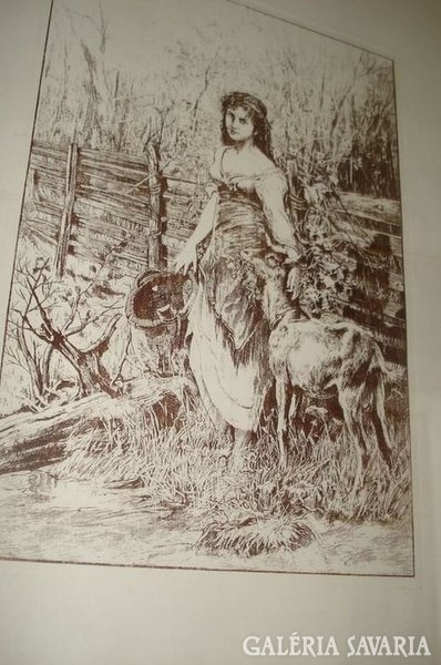 Shepherdess, etching