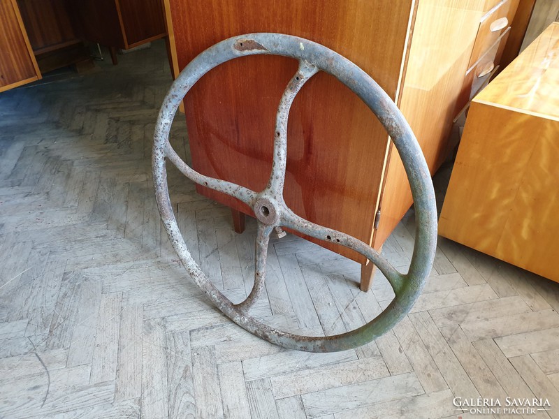 Régi öntöttvas 79 cm lendítőkerék vintage kovácsolt vas kerék