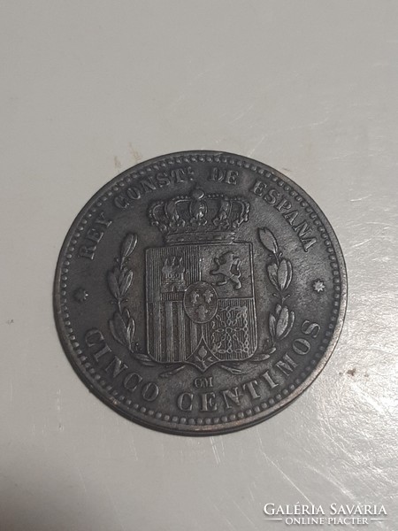 Spain 10 céntimos 1877 in good condition barcelona