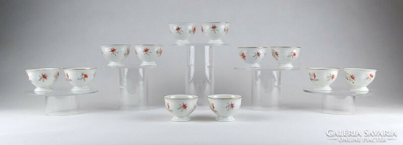 1J889 old marked Bavarian porcelain coffee cup with flower pattern 12 pcs