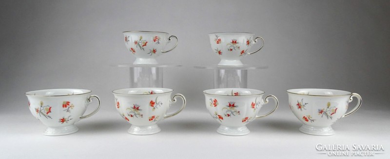 1J888 Régi virágmintás jelzett Bavaria porcelán teáscsésze 6 db
