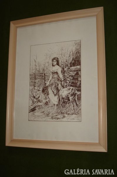 Shepherdess, etching