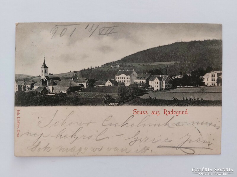 Régi képeslap 1901 Radegund fotó levelezőlap