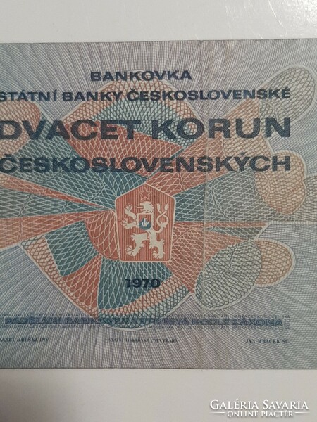 Rare! Czechoslovakia, Czech, 20 crowns 1970 dvacet korun