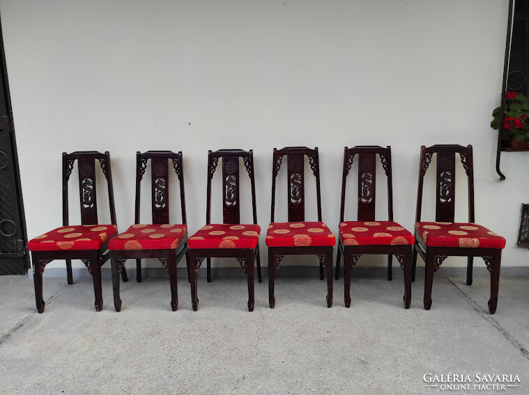 Kínai szék háttámlás faragott fa éttermi szék 6 darab 377 5728