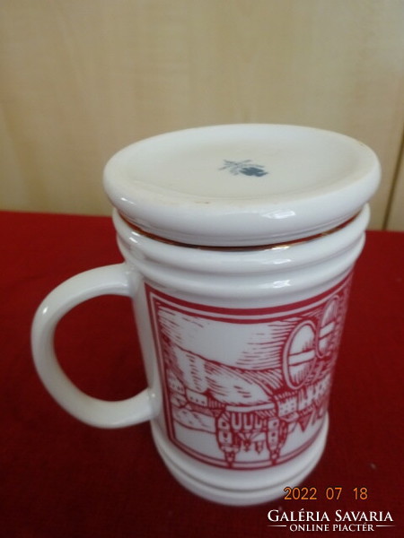 Hollóháza porcelain small jug, diameter 6 cm, height 11 cm. He has! Jokai.