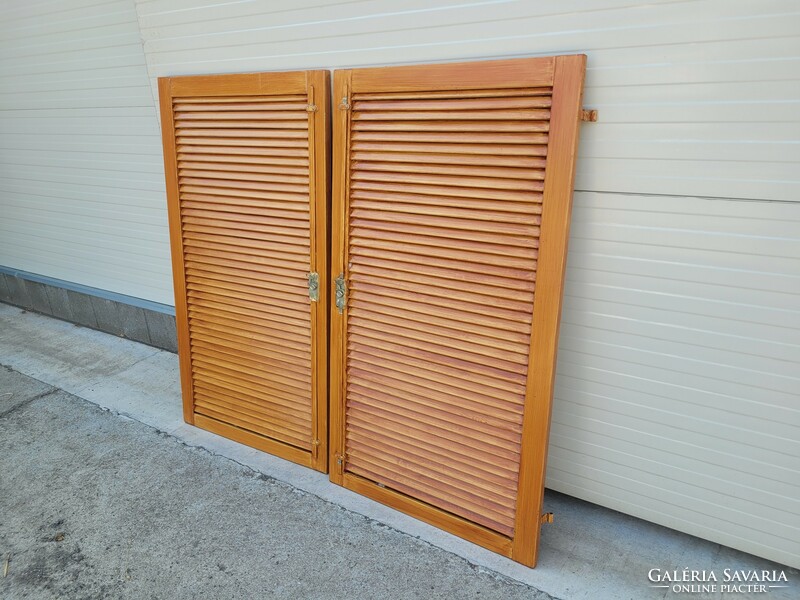 Old 2-piece pine spalletta wood shutter shade 141.5 cm high