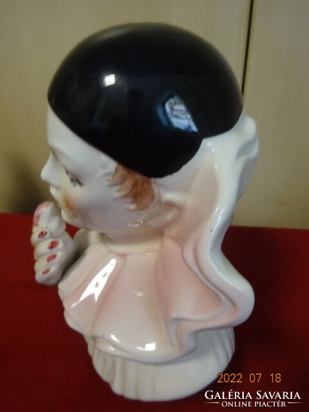 Olasz porcelán figura, színes Harlequin bohóc, magassága 19,5 cm. Vanneki! Jókai.