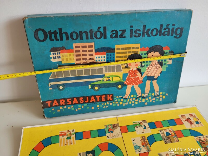 Régi retro társasjáték mid century játék Otthontól az iskoláig