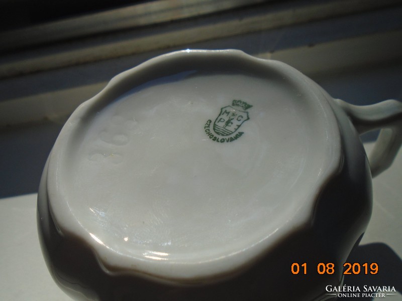 Mcp antique Czech intaglio numbered tea cup with flower and fruit basket pattern