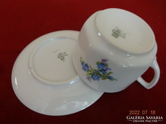 Antique Zsolnay porcelain tea cup + coaster, cornflower pattern. He has! Jokai.