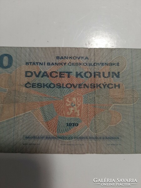 Rare! Czech Republic, Czechoslovakia 20 kroner, dvacet korun 1970
