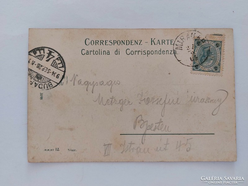 Régi képeslap 1904 levelezőlap Triest Miramare kastély