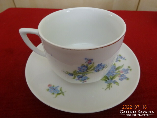 Antique Zsolnay porcelain tea cup + coaster, cornflower pattern. He has! Jokai.