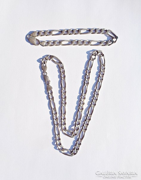 51.2 cm. Long, 7 mm. Wide 925 necklace and 23.8 cm. Length 7 mm. Wide bracelet