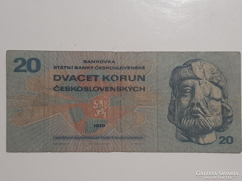 Rare! Czech Republic, Czechoslovakia 20 kroner, dvacet korun 1970