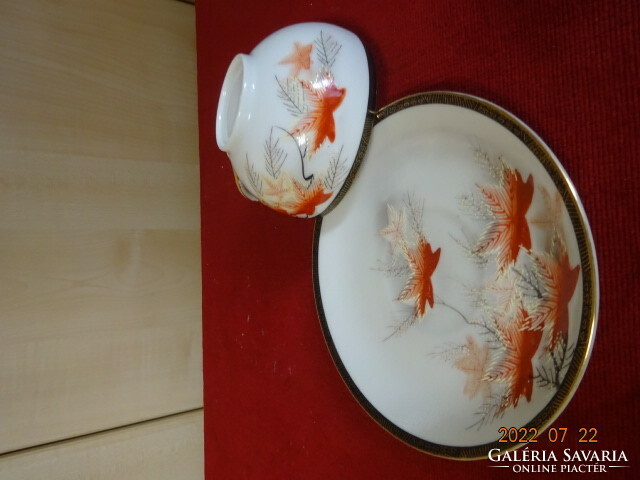 Japán porcelán teáscsésze + alátét, gésa fejes, tojáshéj vékony. Vanneki! Jókai.