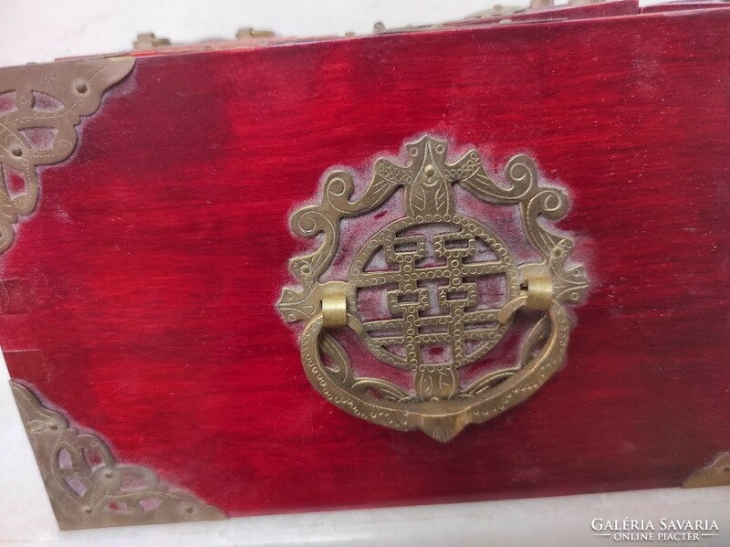 Antik zsírkő berakásos ázsiai kínai ékszer tartó ékszeres doboz fiókos kis szekrény 202 5772