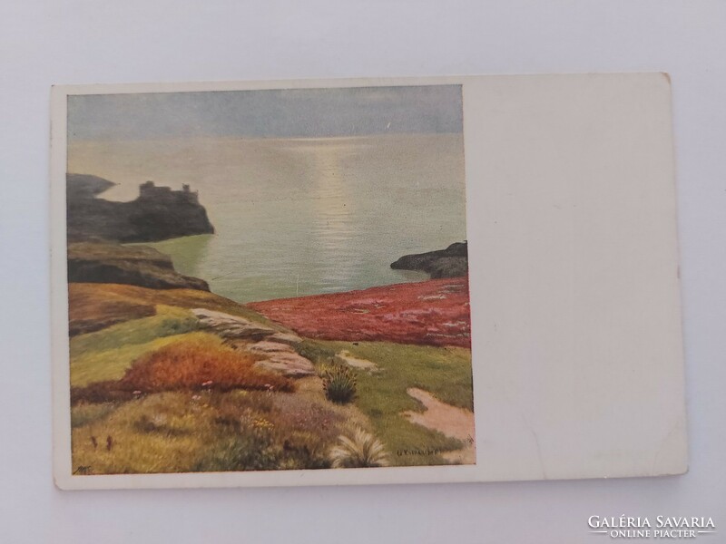 Old postcard 1915 art postcard beach