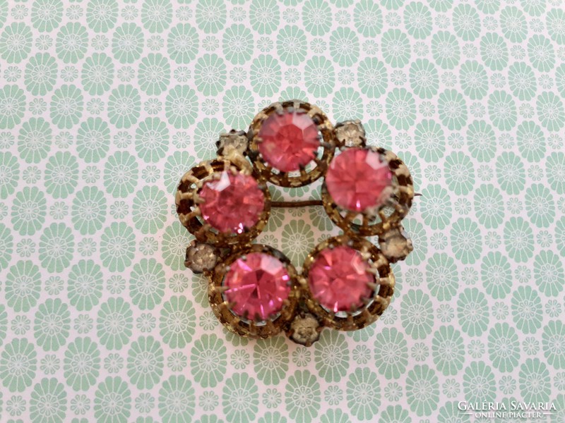 Old women's brooch with stone vintage badge