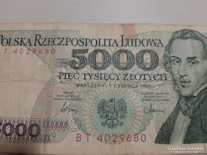 Lengyelország  5000 zloty , zlote , zlotych 1986
