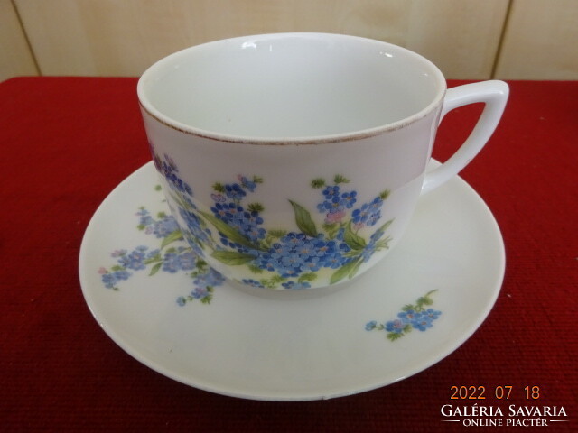 Antique Zsolnay porcelain tea cup + coaster, cornflower pattern. He has! Jokai.