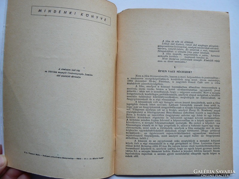 AZ ÖTVENÉVES MOZI, PÁNCZÉL LAJOS 1945, KÖNYV KÖZEPES ÁLLAPOTBAN (RITKA!)