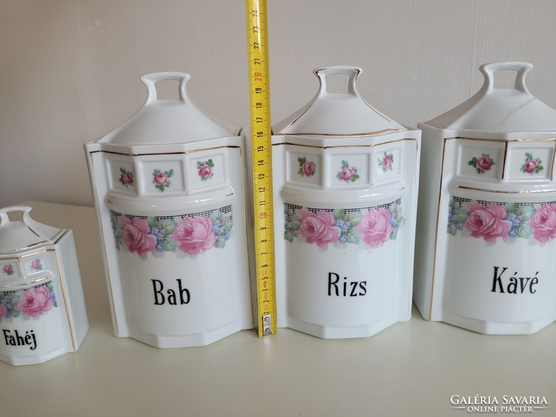 Régi porcelán fűszertartó rózsás vintage fűszeres 9 db rózsa mintás fűszertartó