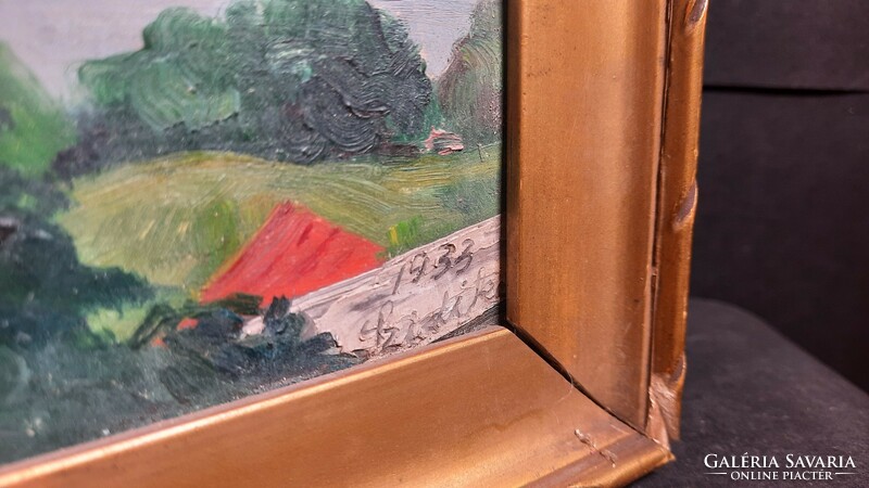 Lake view from 1933? With marking (oil, 37x22 cm) on bag?