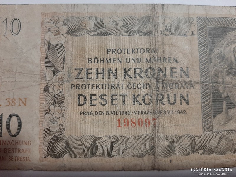 Czech Republic Czecho-Moravian Protectorate 10 kroner zehn kronen, korun 1942