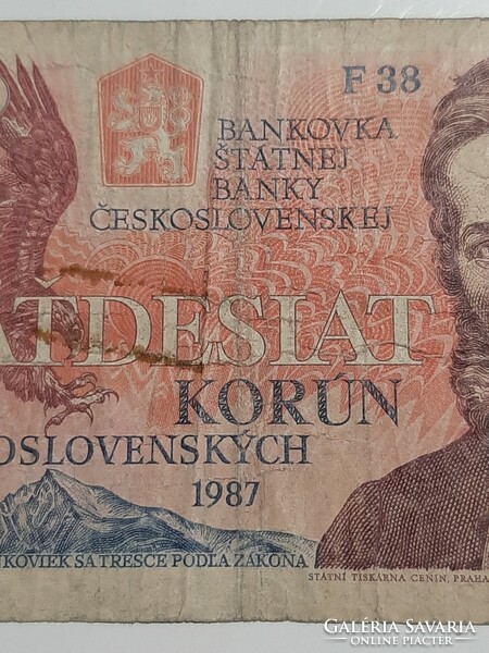 1987 50 Korona Czechoslovakia patdesiat korun