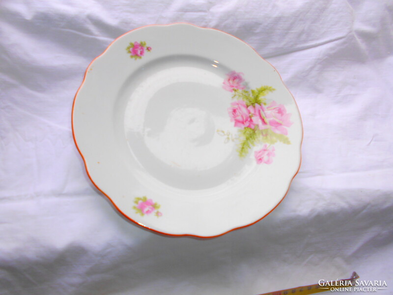 Zsolnay antique plate with rose pattern