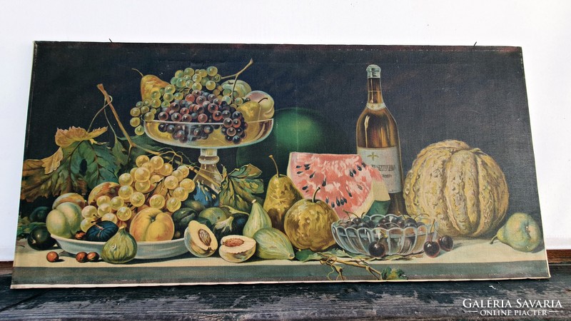 Rarity. A very old still life. Very old, print on canvas, stretched on a wooden frame,
