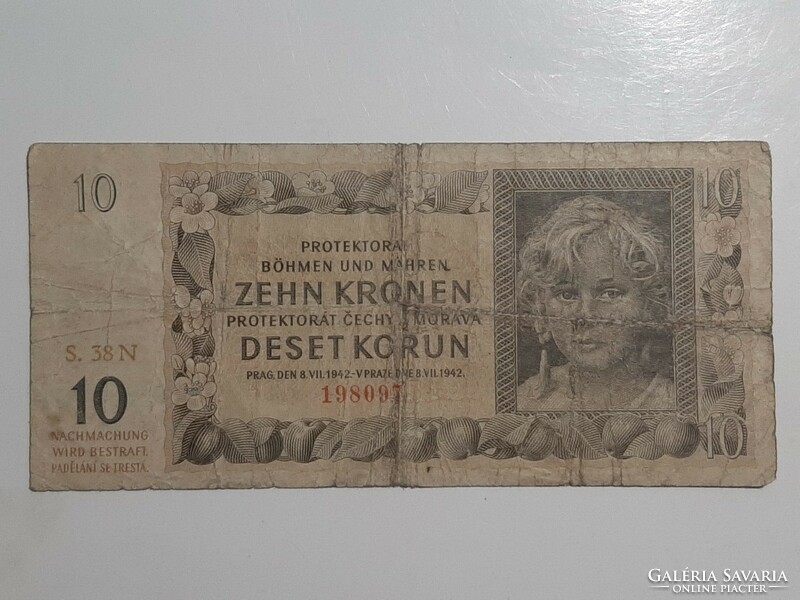 Czech Republic Czecho-Moravian Protectorate 10 kroner zehn kronen, korun 1942