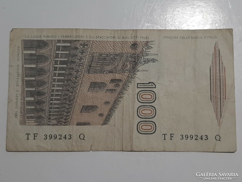 Olaszország  1000 lire , líra Marco Póló bankjegy 1982