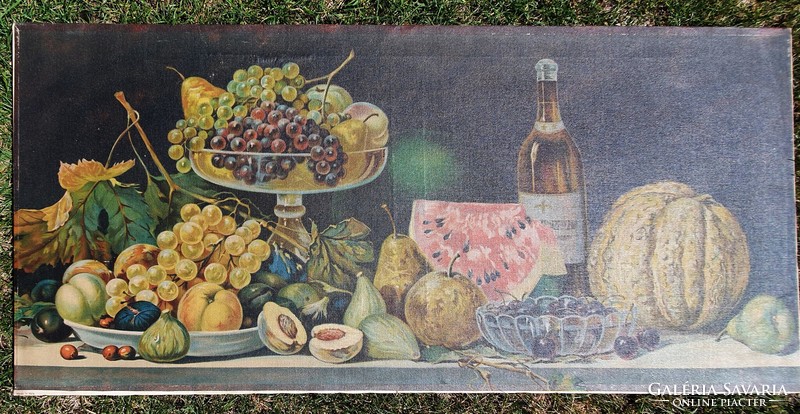 Rarity. A very old still life. Very old, print on canvas, stretched on a wooden frame,