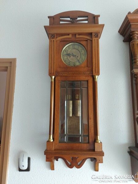 Beautiful antique Art Nouveau two-weight wall clock!