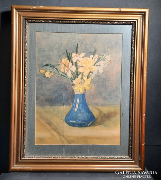 Flower still life (lajos Herend, 1943) with frame, size 51x42