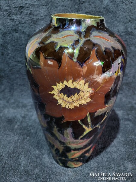 Zsolnay: multi-fired eosin vase. Mutilated!