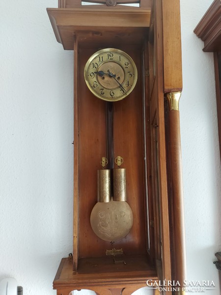 Beautiful antique Art Nouveau two-weight wall clock!