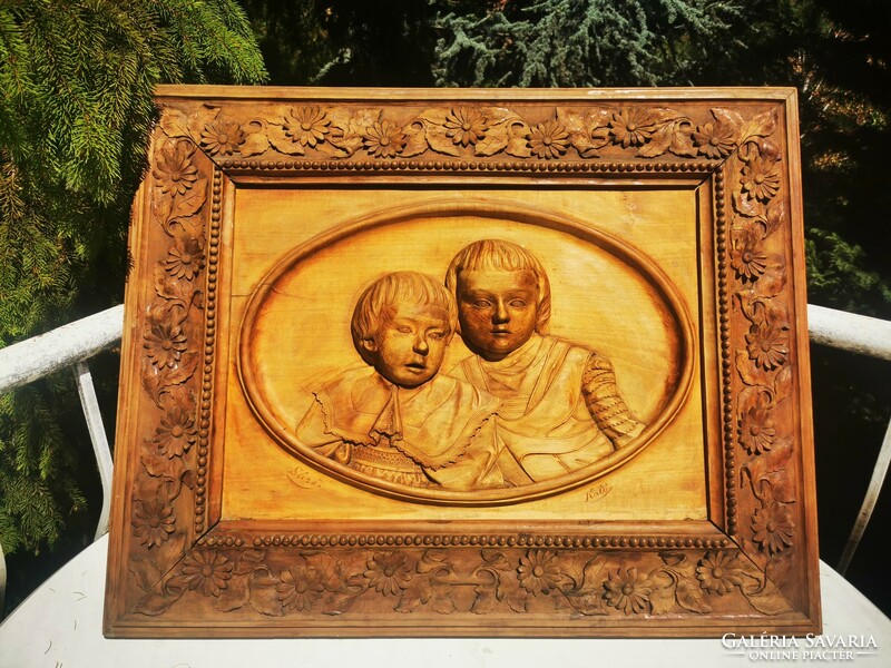 Antique carved wooden table picture