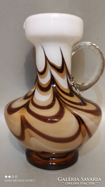 Murano Carlo Moretti handcrafted glass pouring jug vase carafe with handle