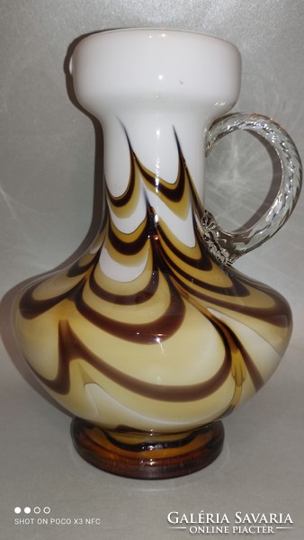 Murano Carlo Moretti handcrafted glass pouring jug vase carafe with handle
