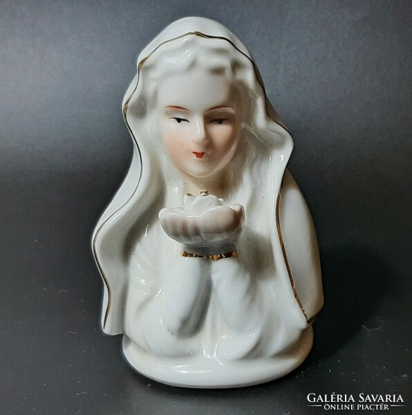 Madonna bust porcelain statue - snow white, gilded