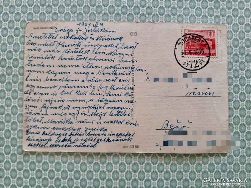 Régi húsvéti képeslap 1957 nyuszis levelezőlap