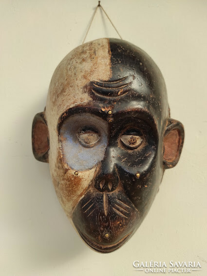 Antique African patina wooden monkey mask Bamileke ethnic group Cameroon African mask 391 drum 51