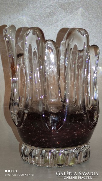 Egyedi jelzett kristály üveg gyertyatartó kézműves termék dizájn asztal dísz