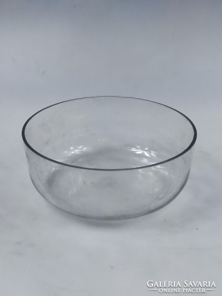 Ezüst, alpakka tálalóba, asztalközépbe, kínálóba való régi üvegbetét - ritkaság