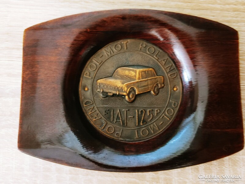 Polski fiat 125p pol-mot polska wood-copper beautiful ashtray for obsessive fans of the brand